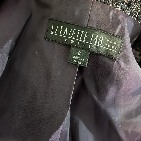 Lafayette 148 Tweed Blazer Size 8 8P Petite Purple Pockets - Picture 7 of 9